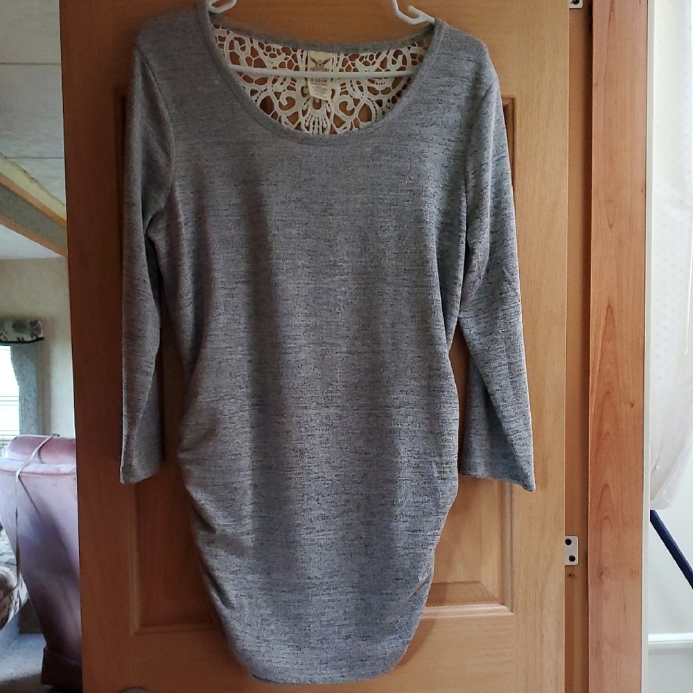 Faded Glory Gray Women's Tunic with Lace Accent